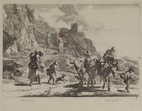 TvB G 0654
<br/>
Man te voet en een vrouw op een ezel
<br/>
<em>Danckerts, Dancker (1633/34-1666)</em>